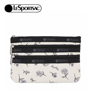 Lesportsac 3-Zip Cosmetic 三層拉鍊化妝包 收納包 盥洗包 女包 男包(素描花卉)