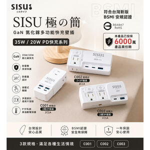 《氮化鎵-多功能-安全壁插》分接-Typ《氮化鎵-多功能-安全壁插》分接-Type-C智能快充-專利PTP-極簡白-mi