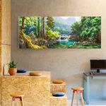 【御畫房】春水長流 國家一級畫師手繪油畫60&times;120cm(VF-36), , large