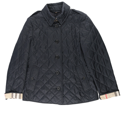 BURBERRY L號菱格紋棉質輕型外套/海軍藍