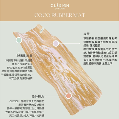 [CLESIGN可塞] 超強止滑穏定-有機椰殼橡膠瑜伽墊 - 晨光流金