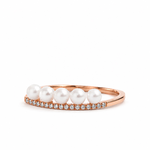 【A'jane】 18K玫瑰金 柔光序列 珍珠排鑽戒指 A012409-001-52, , large