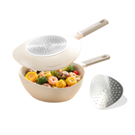 【Taste Plus】悅味元素 小資露營 居家 三角鍋 鈦+陶瓷不沾鍋 上下雙鍋組 24cm(贈蒸盤), , large