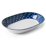 [豐名日本餐具] 9.0"輕量橢圓盤 藍底白水玉 有田燒 / C09PL2-130-EB, , large