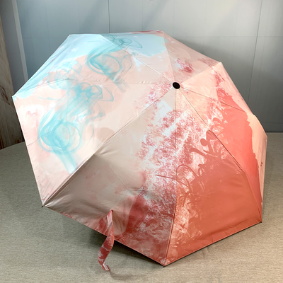 [凱得國際]KISSDIAMOND晨曦雲霞質感油畫晴雨兩用黑膠自動傘KDU-525