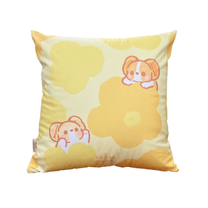 【多利寶寢具】柯基犬卡卡_水晶絨靠墊抱枕-黃色花花