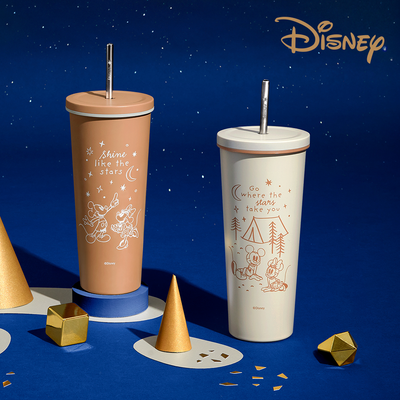 Disney迪士尼 星空米奇304不銹鋼真空保溫吸管隨行杯700ml