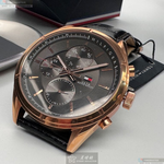 [星晴錶業]TommyHilfiger手錶,44mm,TH00067鐵灰色錶面玫瑰金錶殼深黑色真皮皮革錶帶款, , large