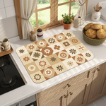 【Monster】 Soft Diatomaceous Earth Sink Draining Mat Language of Tiles  (45x30cm) &ndash;Timeless Charm, , large