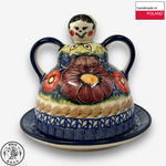 【SOLO Vintage】Cerraf Polish Pottery 14cm Cheese Lady Dessert Plate Banquet of Elegant Red Series Made in Poland, , large