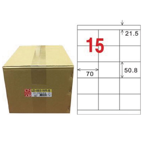 【龍德】LONGDER 三用電腦標籤 A4 15格 50.8*70mm 可再貼1000張/箱 LD-883-WR-B(適用雷射、噴墨、影印)