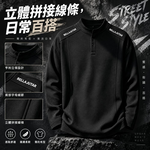 【CITY STAR】美式復古亨利領男款字母刺繡休閒長袖上衣, , large
