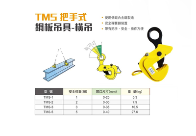 WIN五金 WIN-TMS 安全扣款 2T 安全吊具-橫吊 快脫式 鋼構吊夾 鐵板吊夾 吊具 鋼板夾具 夾持器