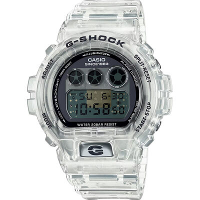 CASIO 卡西歐 G-SHOCK 40週年透明限量版透視機芯手錶 DW-6940RX-7