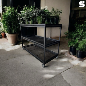 【 SHAONIANNA.TW 】綠植生活感 Urban Mesh 工業風多功能推車架｜可放盆栽 Loft Grid 工業網格推車｜花器／收納兩用