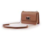 FURLA 1927 拱門轉釦迷你翻蓋鏈帶二用包/白蘭地酒色, , large