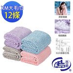 [百鈴]Aqua經典格紋舒適巾XM大毛巾-12條(吸水巾/運動毛巾/擦汗巾/擦頭巾/包頭巾), , large