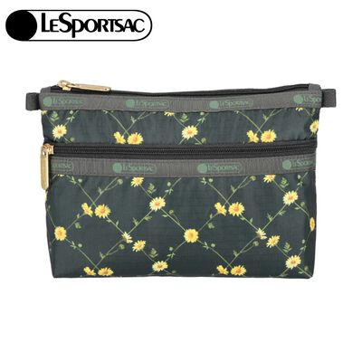 |快速出貨|Lesportsac Cosmetic Clutch 雙層拉鍊收納化妝包 送禮-綠野雛菊
