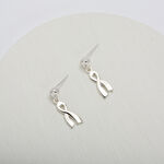 【Angel & Me】想念 絲帶 A【Angel & Me】Miss you Ribbon s925 sterling silver earrings birthday gift符號 單鑽 一對 s925 純銀 耳環 耳夾 生日 情人節禮物, , large
