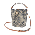 TORY BURCH T Monogram 經典緹花帆布迷你二用水桶包(海軍藍), , large