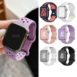 【山水之寶】Apple watch錶帶38/40/41/S10 42/S11 42mm 透氣洞洞星屑款 蝴蝶扣矽膠運動型錶帶, , large