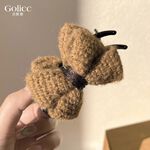 【Gulicc】古莉可 髮夾 毛呢蝴蝶結丸子頭抓夾, , large