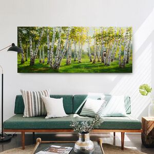【御畫房】榮白樺林之春 國家一級畫師手繪油畫60&times;120cm(VF-59)