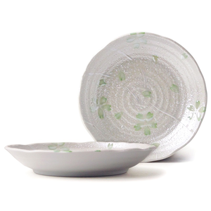 [豐名日本餐具] 8.0"湯盤 花友禪 銀彩 綠 / C08PL0-376-3