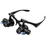LED lens over-ear magnifying glass, binocular lens with light, repair and appraisal DIY tools, jewelry, double-headed with 10/15/20/25x magnification., , large