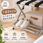 Roomix路米家【專利設計】免組裝加厚折疊行李架(雙層置物底網/胖胖箱/29吋適用/民宿飯店置物架/出國行李箱架), 鉻色, large
