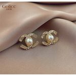 【Gulicc】古莉可 耳環 小香風鑲鑽珍珠耳環, , large