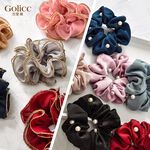 【Gulicc】古莉可 髮圈 歐美款珍珠燙金邊 大腸圈髮圈, , large