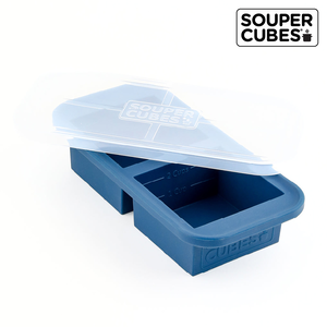 官方直營【Souper Cubes】多功能食品級矽膠保鮮盒2格_暮光藍(500ML/格)