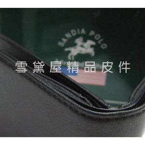 ~雪黛屋~SANDIA-POLO 短夾專櫃男仕短夾100%進口軟牛皮加長尺寸固定型證夾附品牌禮盒BSD0107A1560