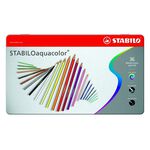 【德國天鵝STABILO】STABILOaquacolor 水彩樂水溶性色鉛筆 鐵盒12/24/36色鐵盒-12色(ST1612-5), , large