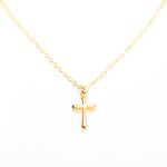 【Angel & Me】14KGF Gold-filled Gold Simple Cross Necklace Birthday Gift, , large