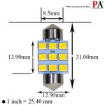 【PA LED】雙尖 28MM 31MM 暖白光 白光 2835 9晶 SMD LED 室內燈 牌照燈 行李箱燈 車廂燈, , large
