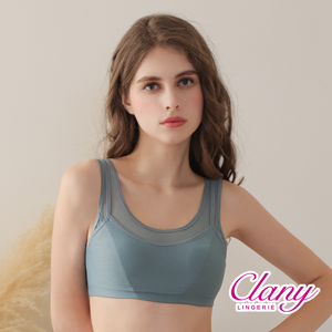 【Clany可蘭霓 】女力覺醒 台灣製涼感防震M-3XL無鋼圈運動內衣 加大尺碼 8080-83 松霧綠