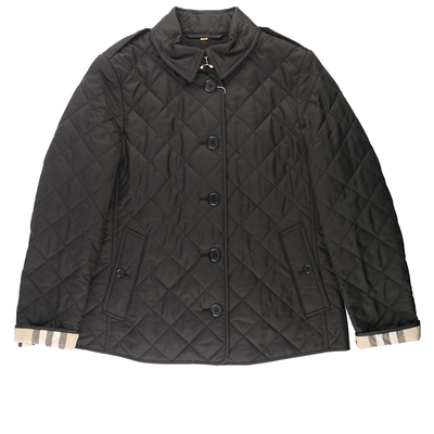 BURBERRY S號菱格紋棉質輕型外套/黑色