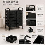 【Roomix】10層移動式抽屜收納車 空間救星 台灣製 黑色置物架 辦公活動櫃 美容美甲推車 玩具收納箱 文件櫃  (附輪/DIY), , large