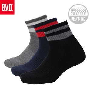 【BVD】單色雙配條1/2氣墊男襪<麻灰>B280 男襪 短襪 休閒襪