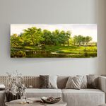 【御畫房】湖畔晨曲 國家一級畫師手繪油畫60&times;120cm(VF-52), , large