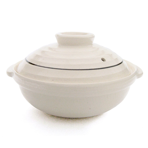 [豐名日本餐具] 六號鍋 白棕圈  / C06PT0-36