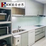 【KW廚房世界】系統廚具 廚房設計 客製化 廚櫃 工廠直營一字型流理台人造石檯面白鐵桶身結晶鋼烤門 林內IH爐, , large