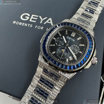 [星晴錶業]GEYA手錶,44mm,G78152GWB寶藍色錶面銀錶殼銀色精鋼錶帶款, , large
