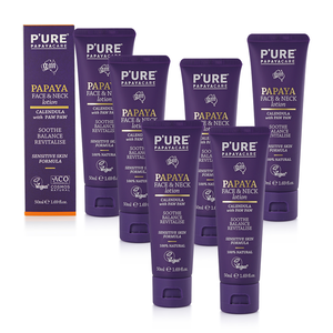 【澳洲 Pure Papayacare】木瓜臉頸乳液含金盞花玻尿酸(6入組 50ml/瓶 專業級)