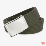 【CH-BELT 銓丞皮帶】休閒軍綠色織帶 方頭造型 百搭中性腰帶(軍綠), , large