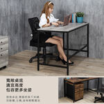 【HomeMax】整組木紋工作桌+活動公文櫃/120cm/附插座/抽屜/辦公桌/電腦桌/檔案檔/文件櫃/復古業風 ★台灣製造●, , large