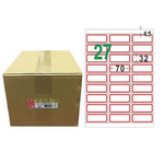 【龍德】LONGDER 三用電腦標籤 A4 27格 32*70mm紅框1000張/箱 LD-8108-J-B(適用雷射、噴墨、影印), , large