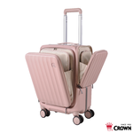 【CROWN】WAVE 19.5吋前開式側袋磁吸登機箱-奶霧玫瑰, , large